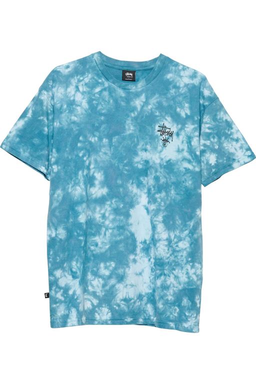 Stussy Mens Tie Dye Graffiti T Shirt Blue - OMZUJ9205